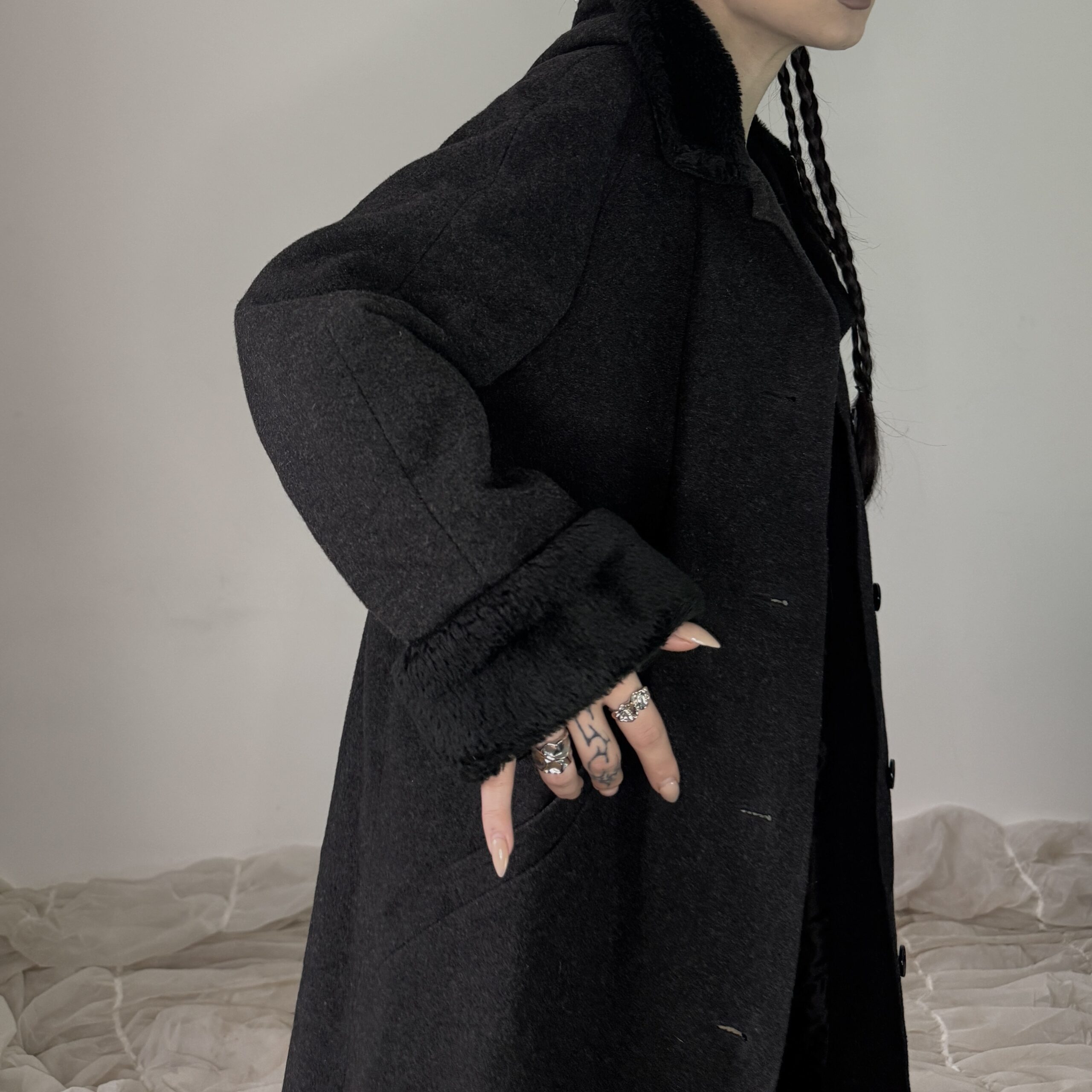 WOOL COAT w FUR DETAILS - Obrázek 10