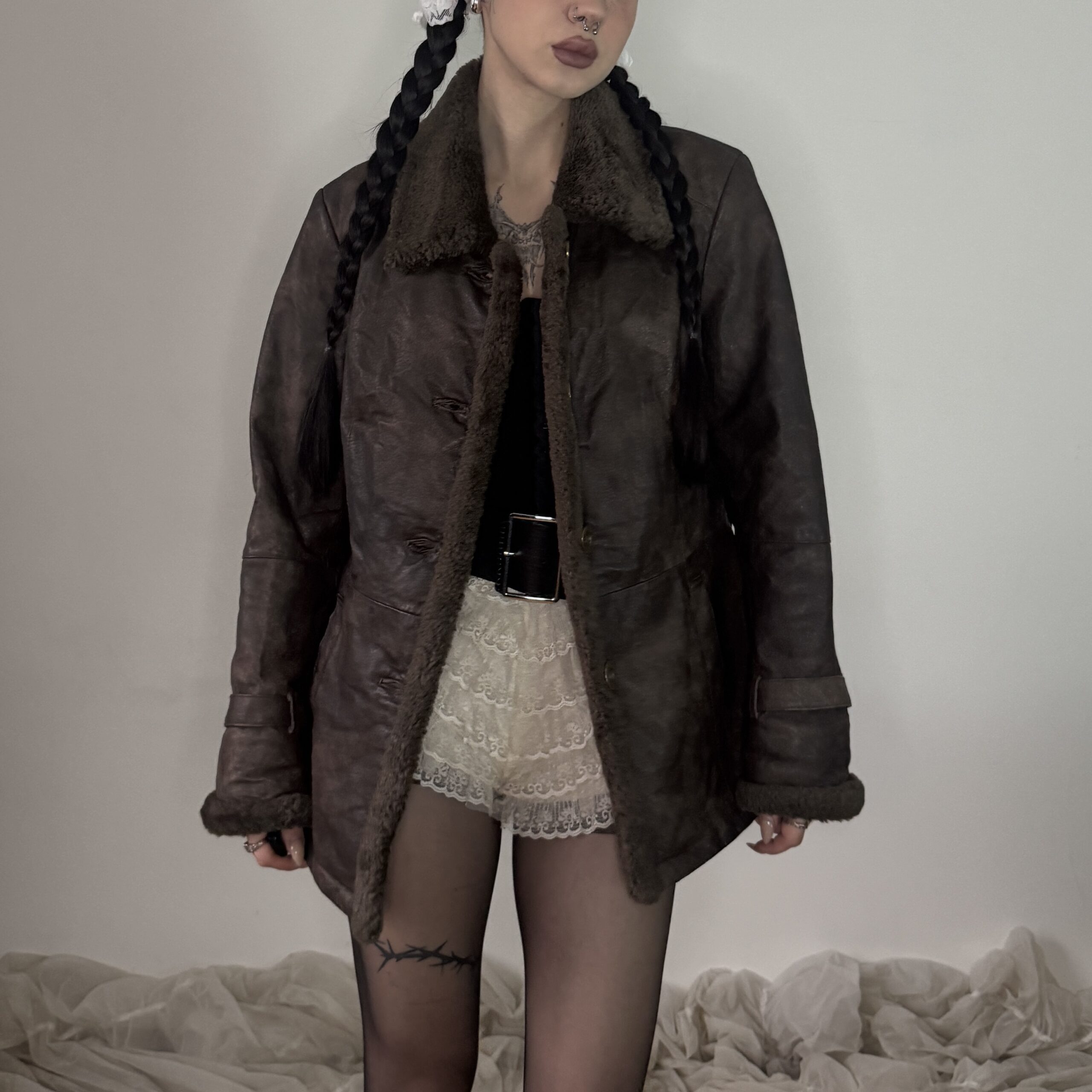 BROWN VINTAGE JACKET w FUR - Obrázek 2