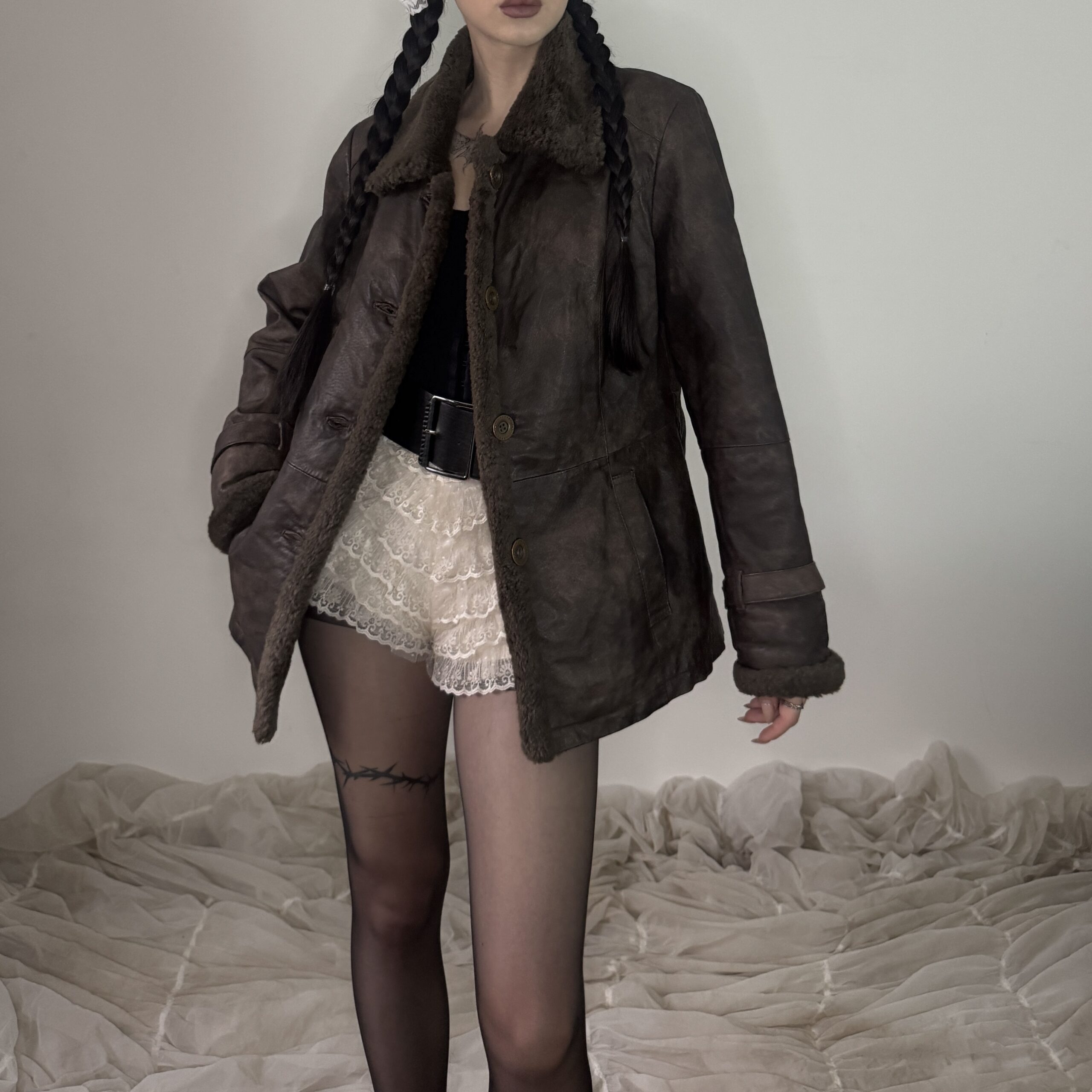 BROWN VINTAGE JACKET w FUR - Obrázek 4