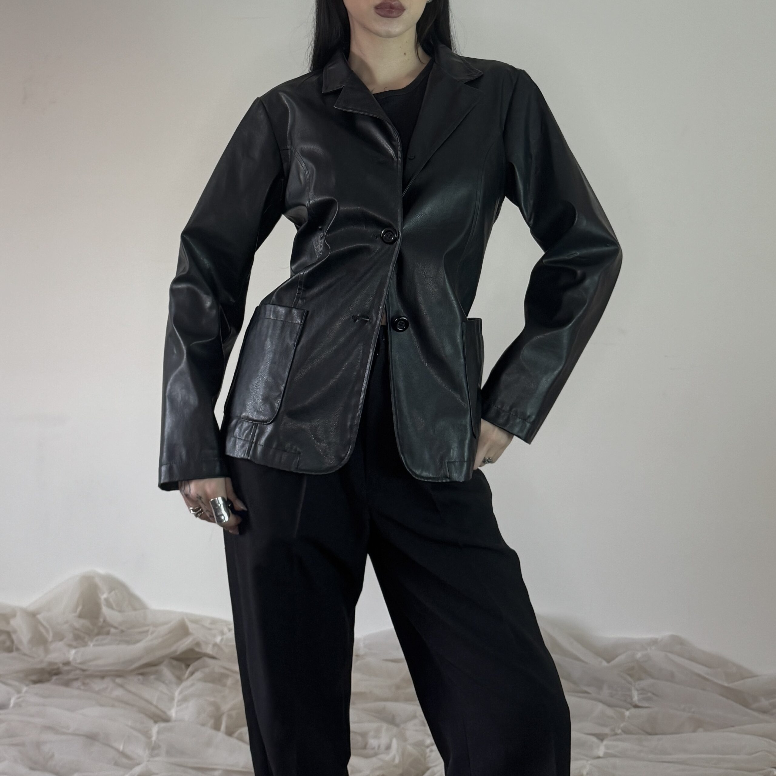 VINTAGE LEATHER BLAZER - Obrázek 2
