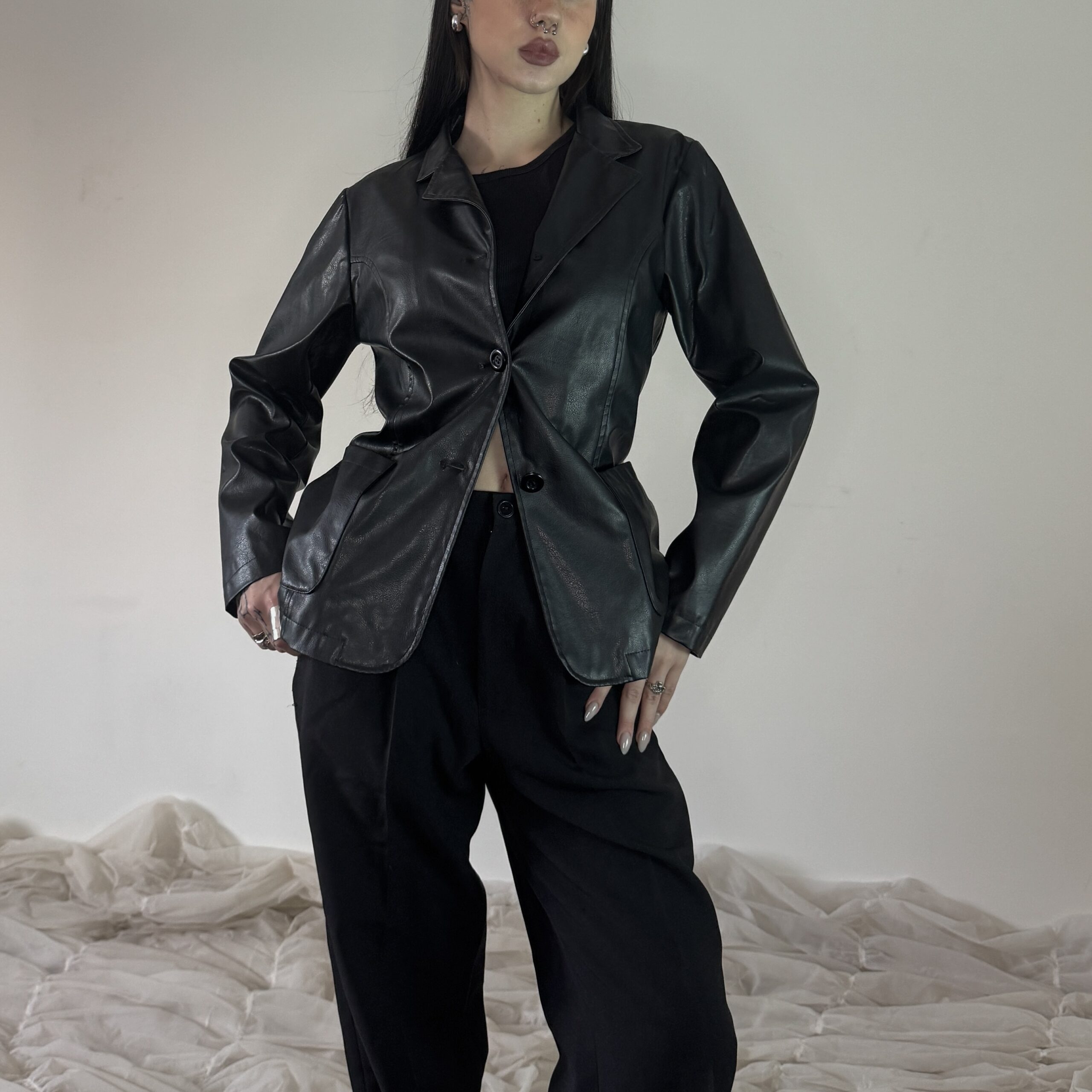 VINTAGE LEATHER BLAZER - Obrázek 4