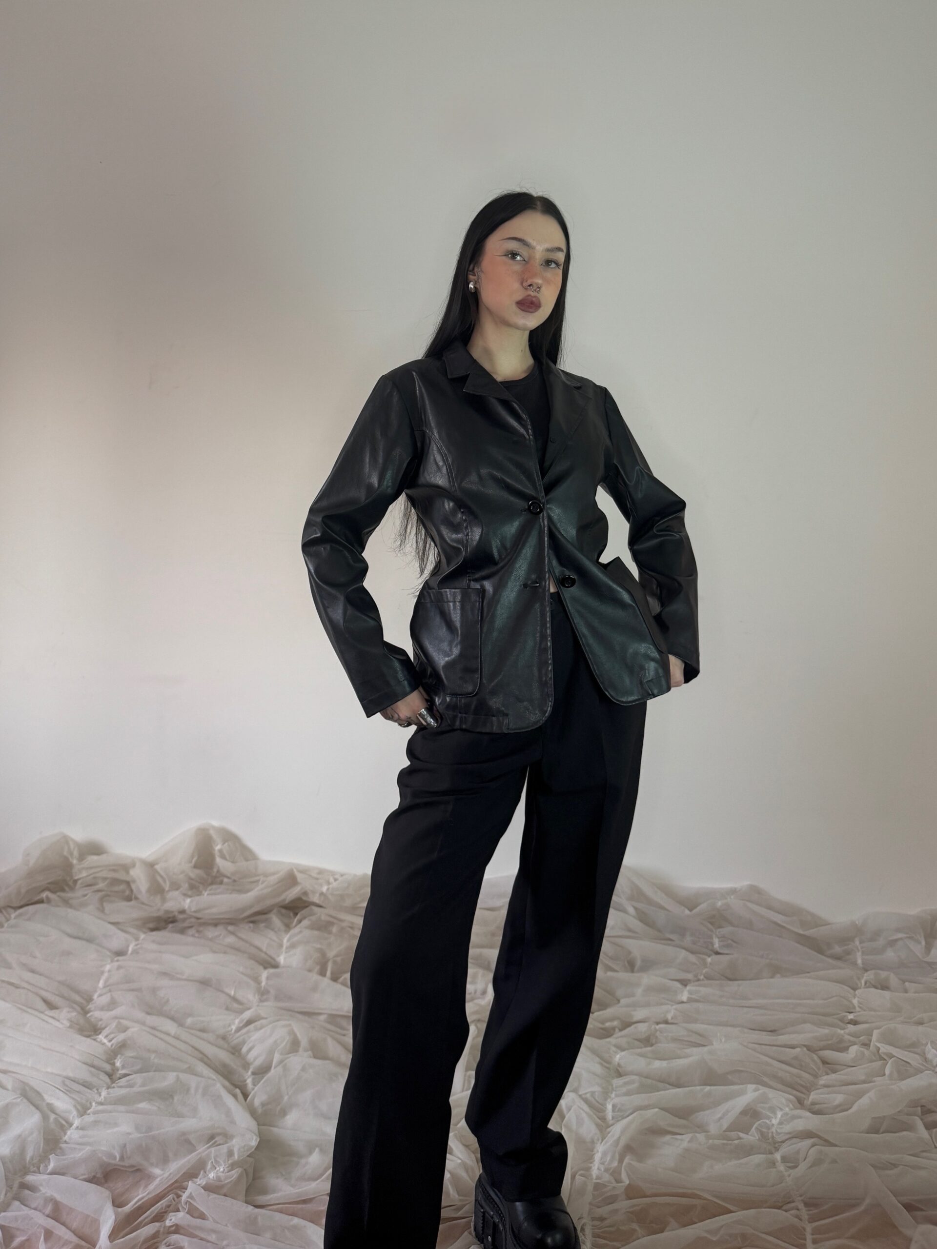 VINTAGE LEATHER BLAZER - Obrázek 3