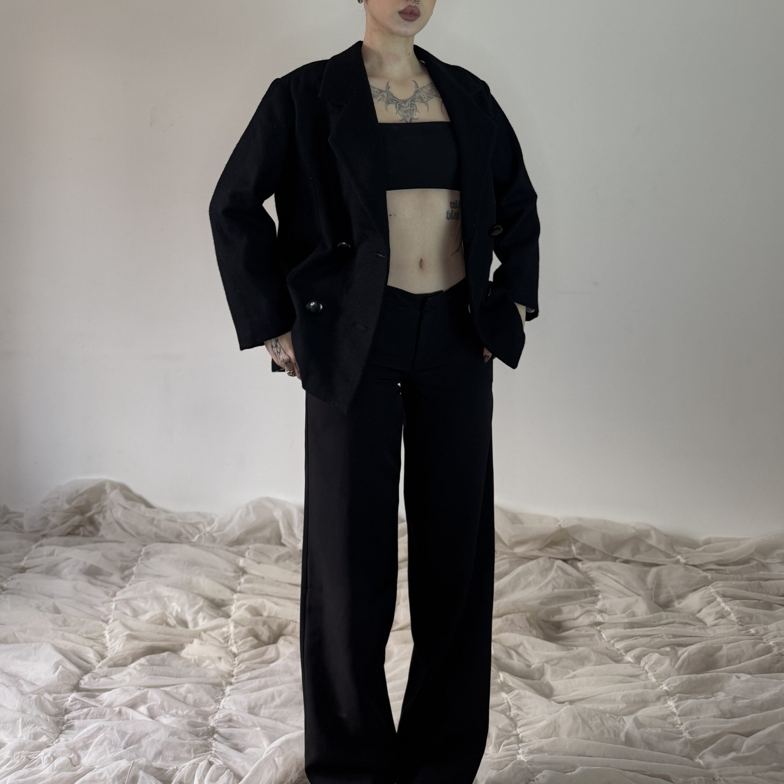 BLACK CROPPED COAT - Obrázek 6