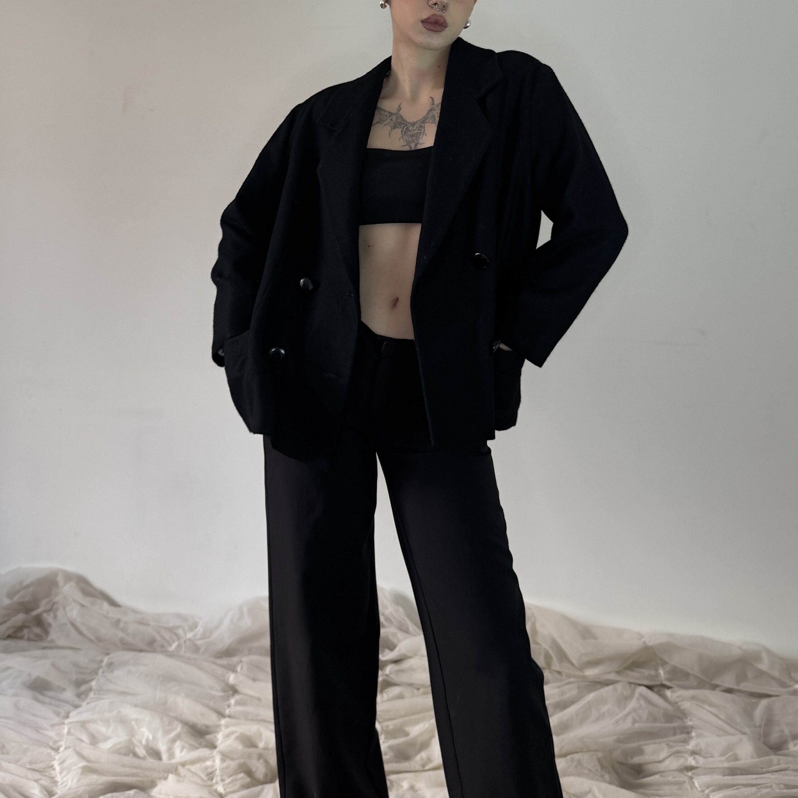 BLACK CROPPED COAT - Obrázek 5