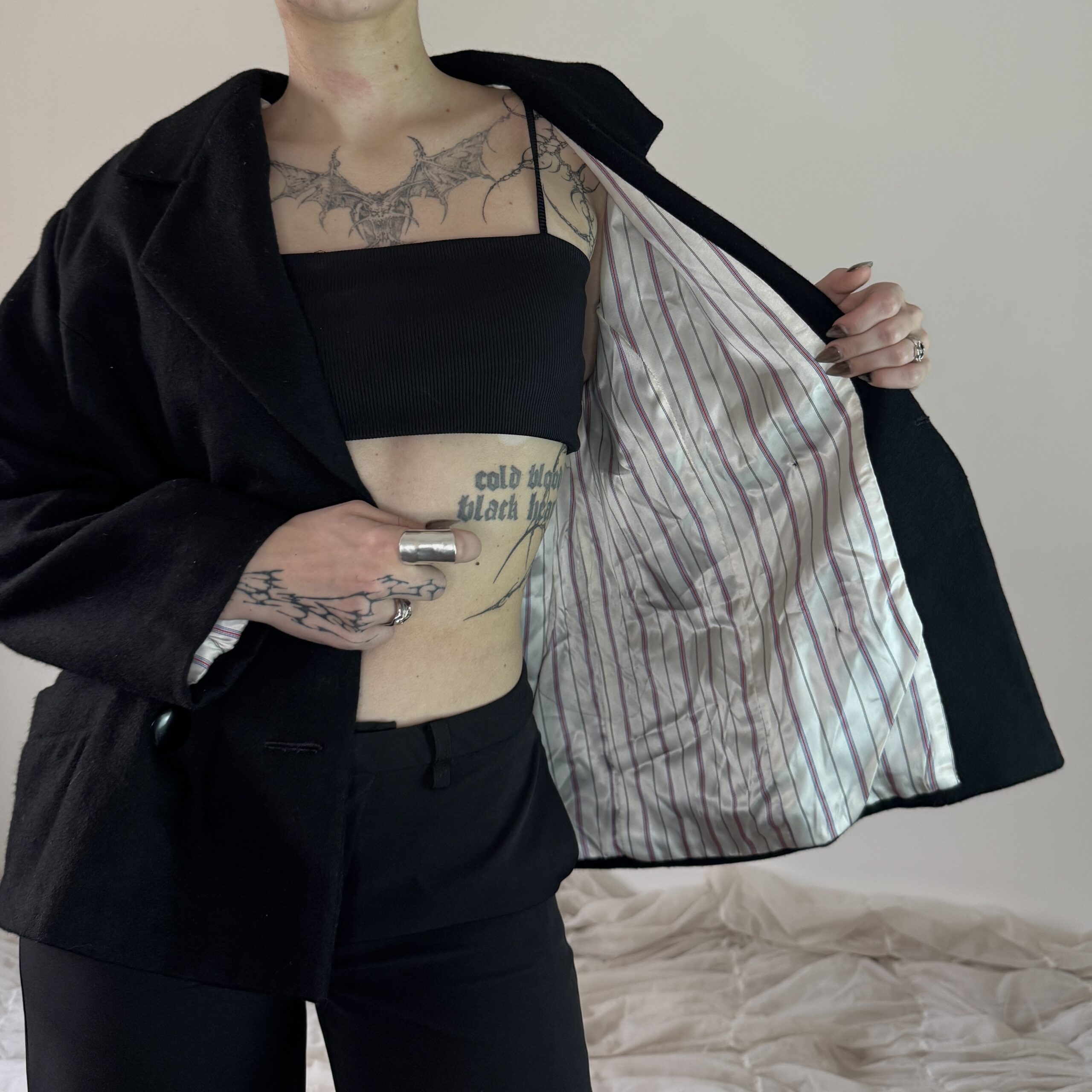 BLACK CROPPED COAT - Obrázek 7