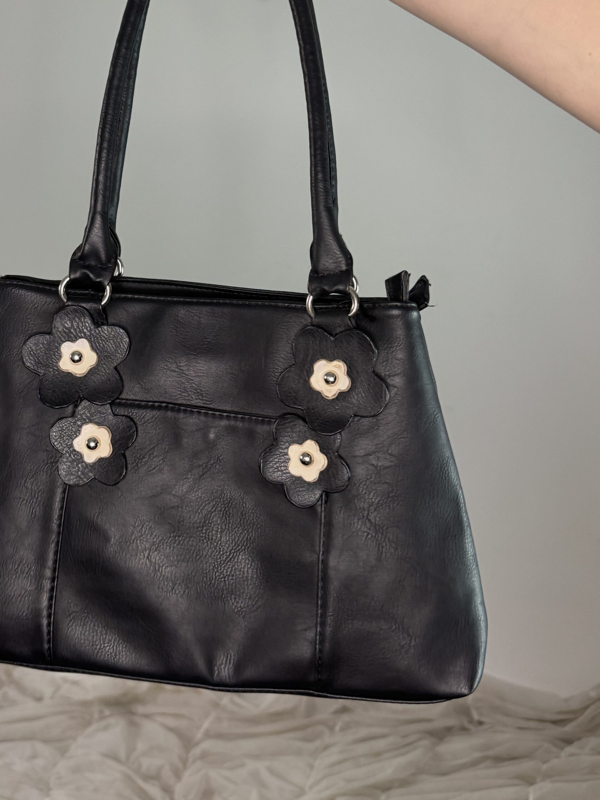 VINTAGE LEATHER BAG w FLOWERS - Obrázek 6