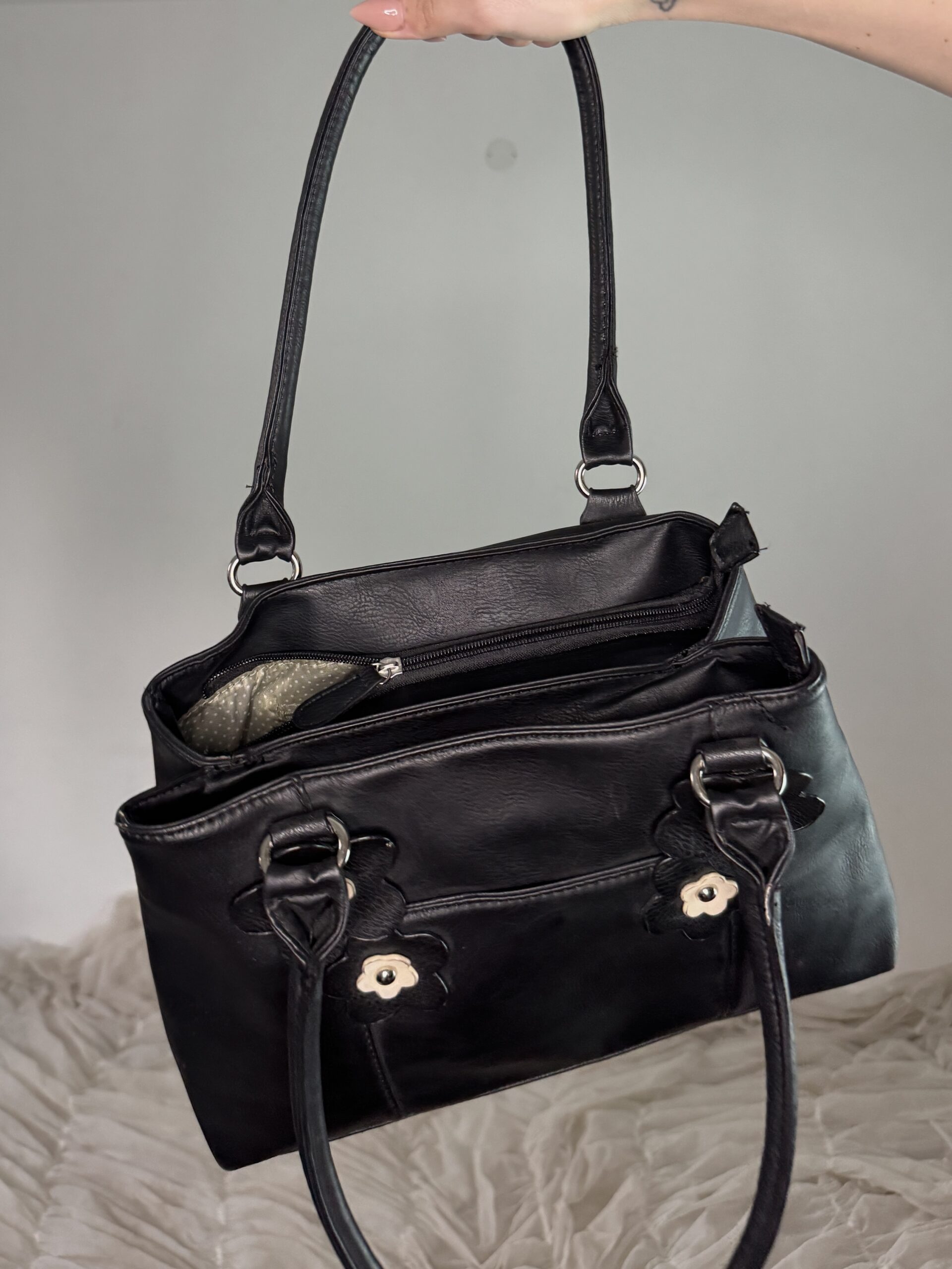 VINTAGE LEATHER BAG w FLOWERS - Obrázek 7