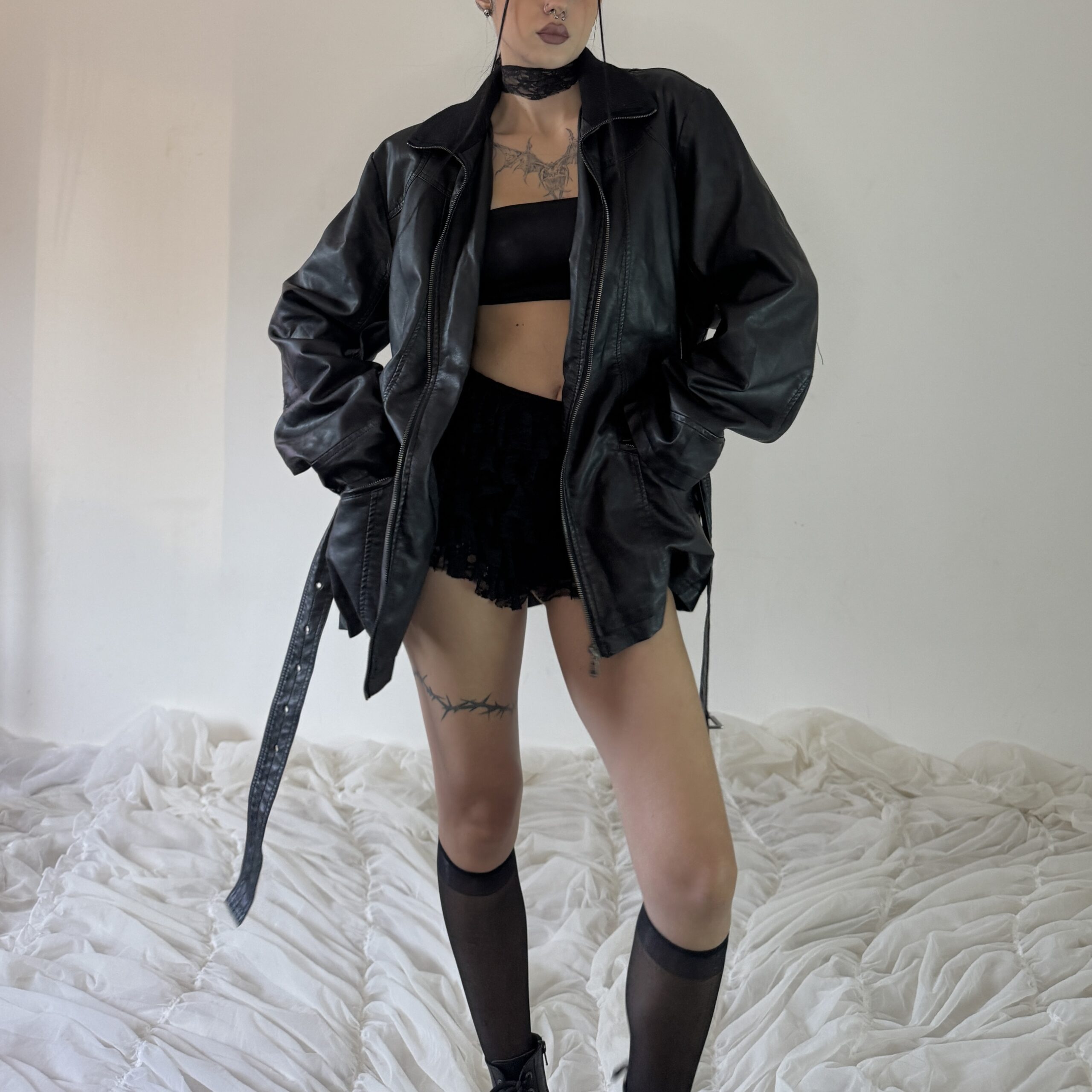 LEATHER JACKET w BELT - Obrázek 10